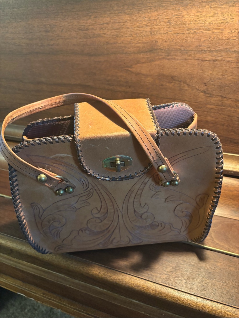 Hand-tooled Western Leather Purse